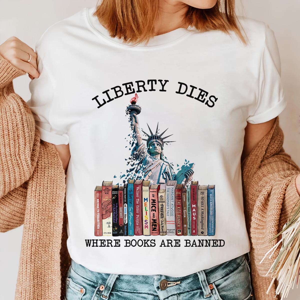 Liberty Dies Where Books Are Banned Book Lovers Gift TSW229