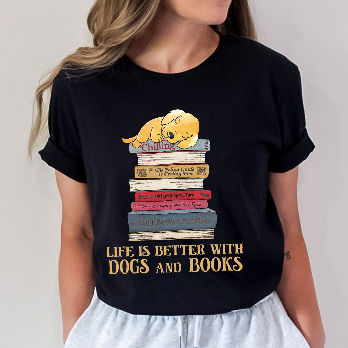 Life Is Better With Dogs And Books Book Lover Gift TSB210