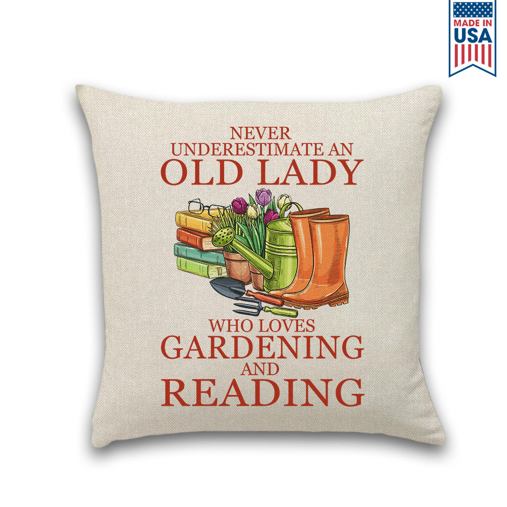 Never Underestimate An Old Lady Who Loves Gardening And Reading Book Lover Gift PIL179