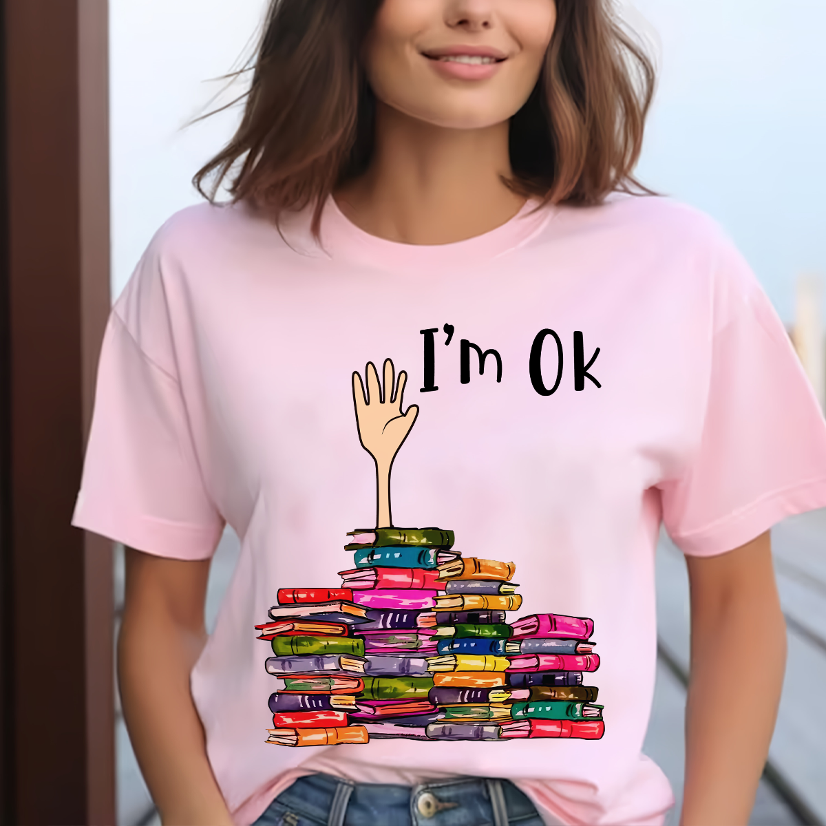 I'm OK It's Fine I'm Fine Everything's Fine Book Lovers Gift TSW21