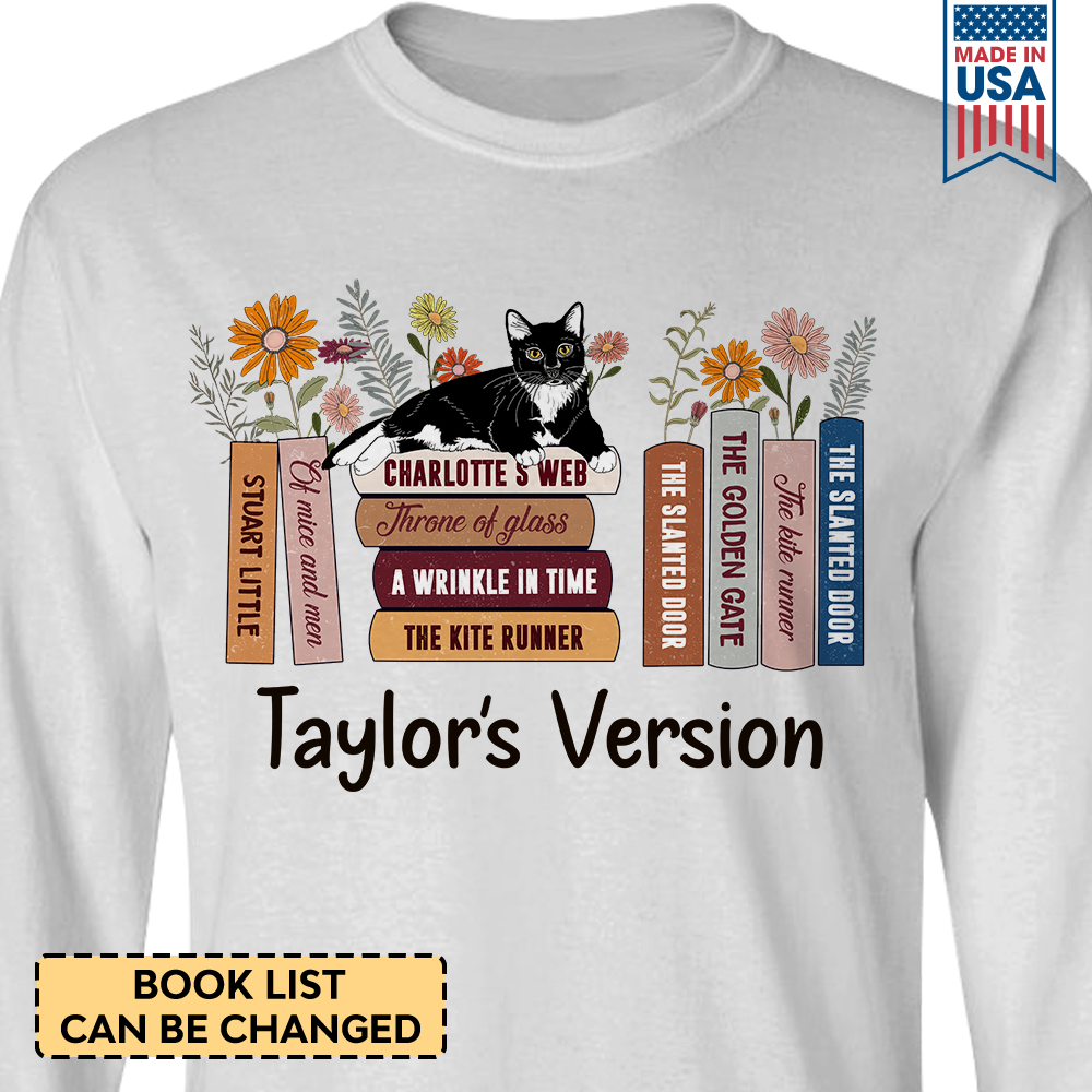 Custom Bookshelf And Tuxedo Cat Book Lovers Gift LSWH51