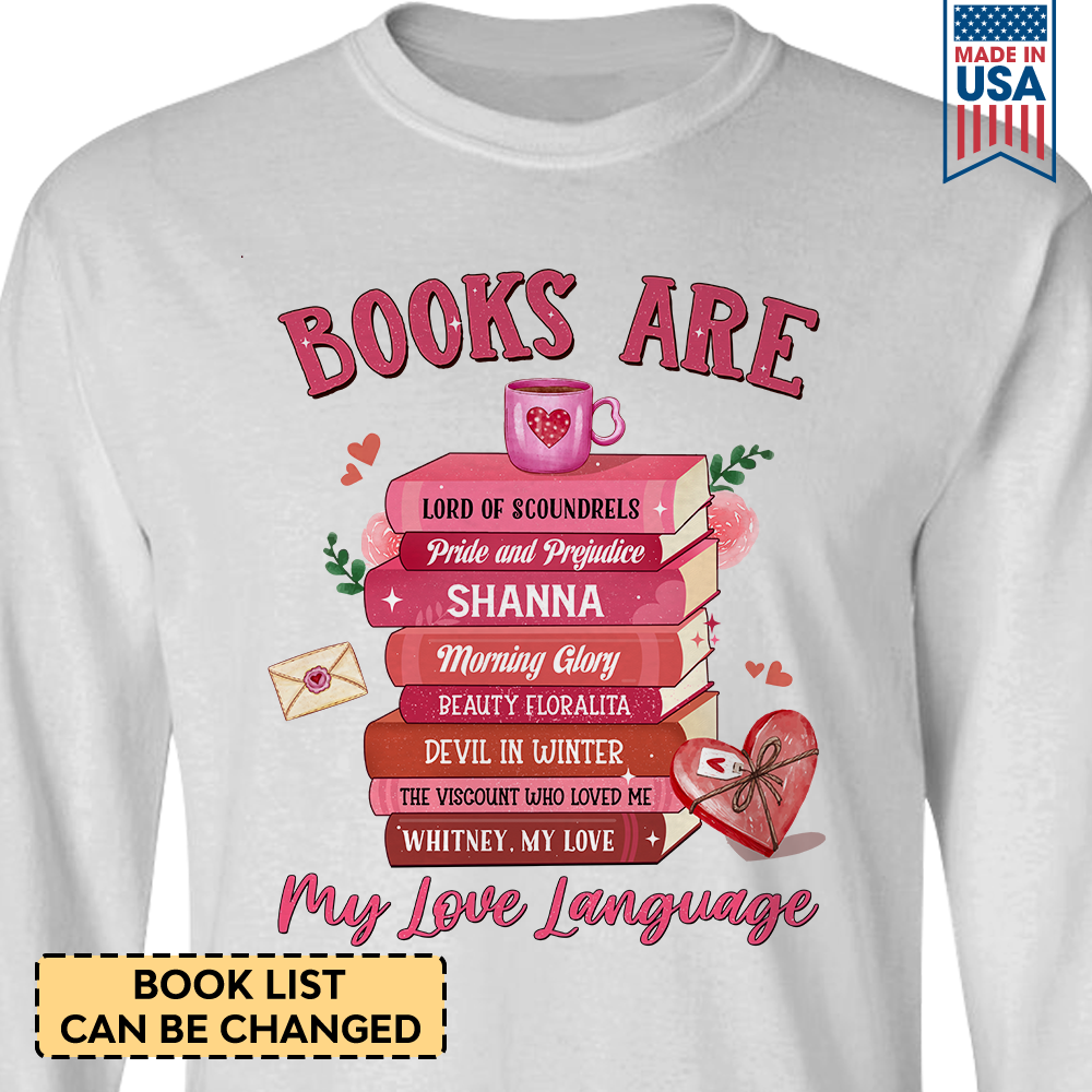 Custom Bookshelf Books Are My Love Language Book Lovers Gift LSWH81