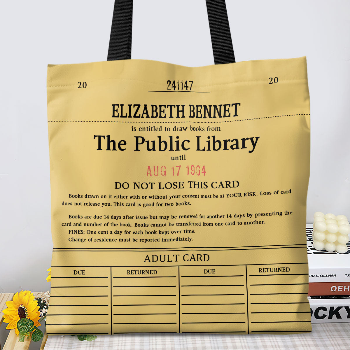 Custom Library Card Tote Bag - Personalized Tote Bag