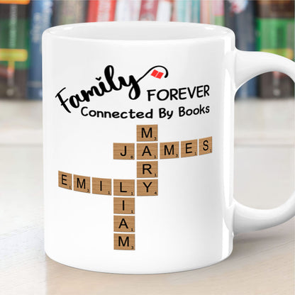 Forever Connected By Book Family - Personalized Ceramic Coffee Mug