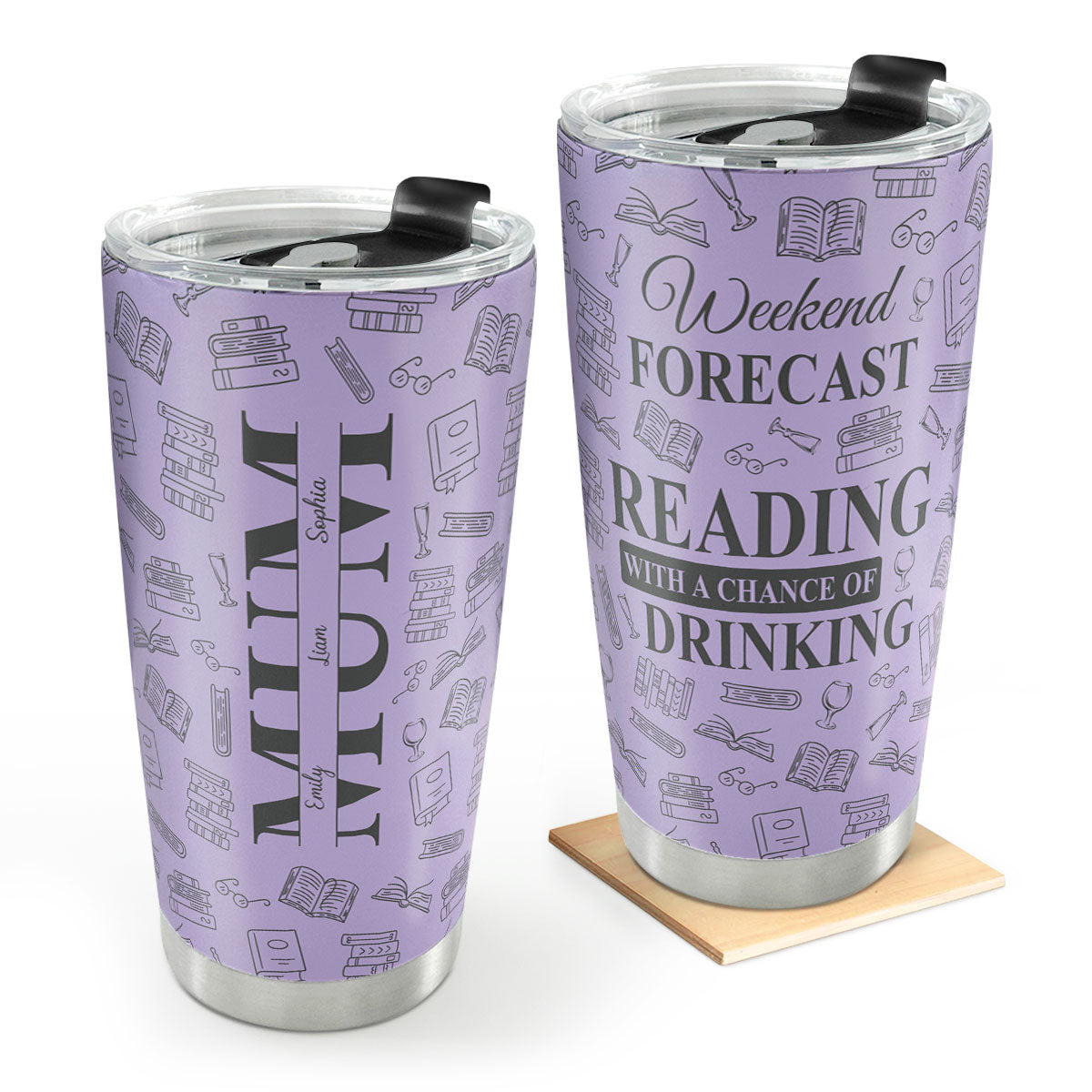 Weekend Forecast Reading With A Chance Of Drinking - Personalized Stainless Steel Tumbler