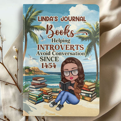 Books Helping Introverts Avoid Conversation Since 1454 - Personalized Leather Cover Notebook