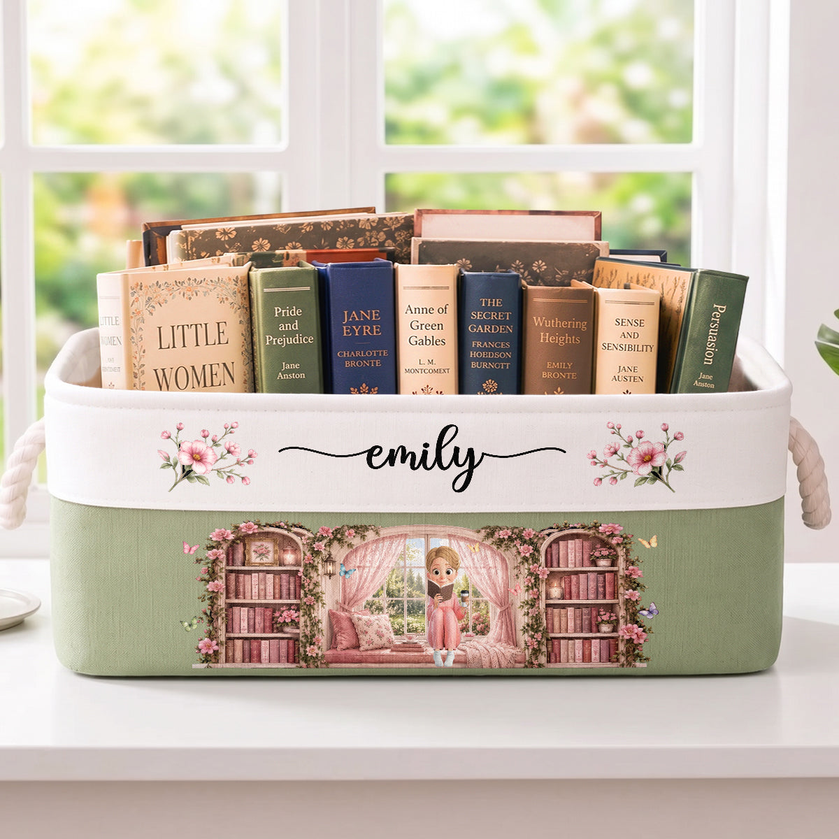 Happiness Is A Room Full Of Books Gift For Book Lover - Personalized Storage Basket