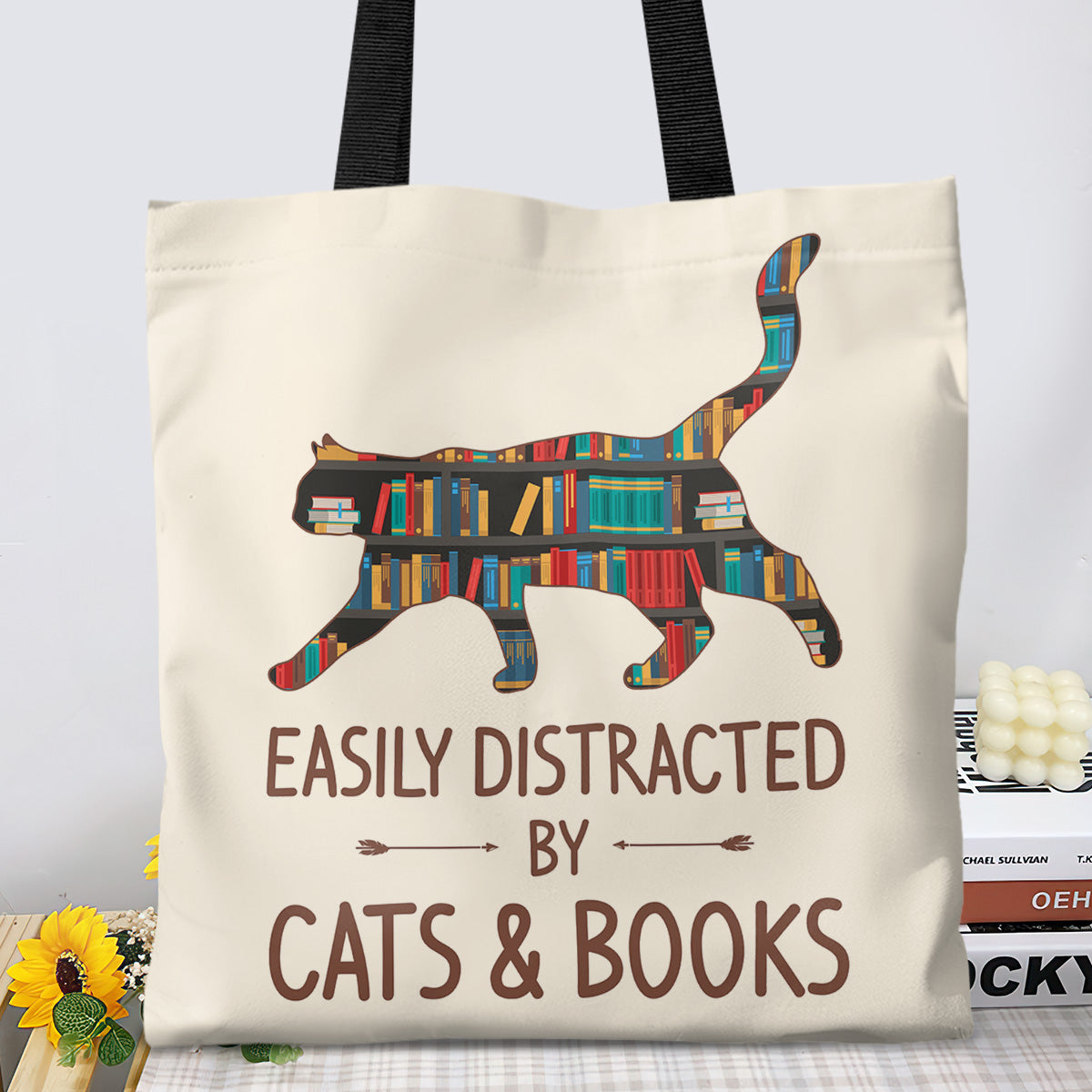 Easily Distracted By Cats And Books Book Lovers Gift TBW39