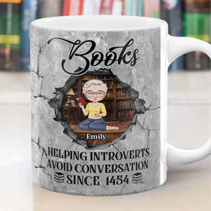 Books Helping Introverts Avoid Conversation Since 1454 - Personalized Ceramic Coffee Mug