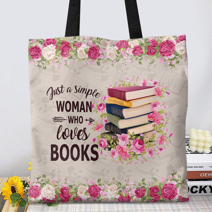 Just A Simple Woman Who Loves Books Book Lovers Gift TBF05