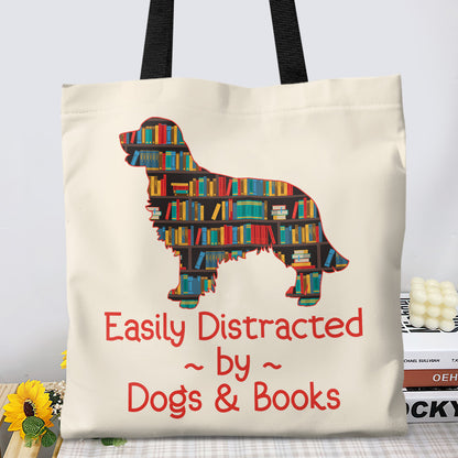 Easily Distracted By Dogs And Books Book Lovers Gift TBW31