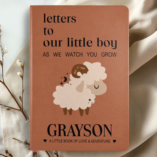 Letters To My Little Boy  - Personalized Leather Cover Notebook