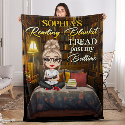 I Read Past My Bed Time - Personalized Fleece Blanket