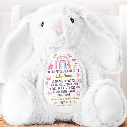 Cute Baby Christening Gift - Personalized Stuffed Bunny