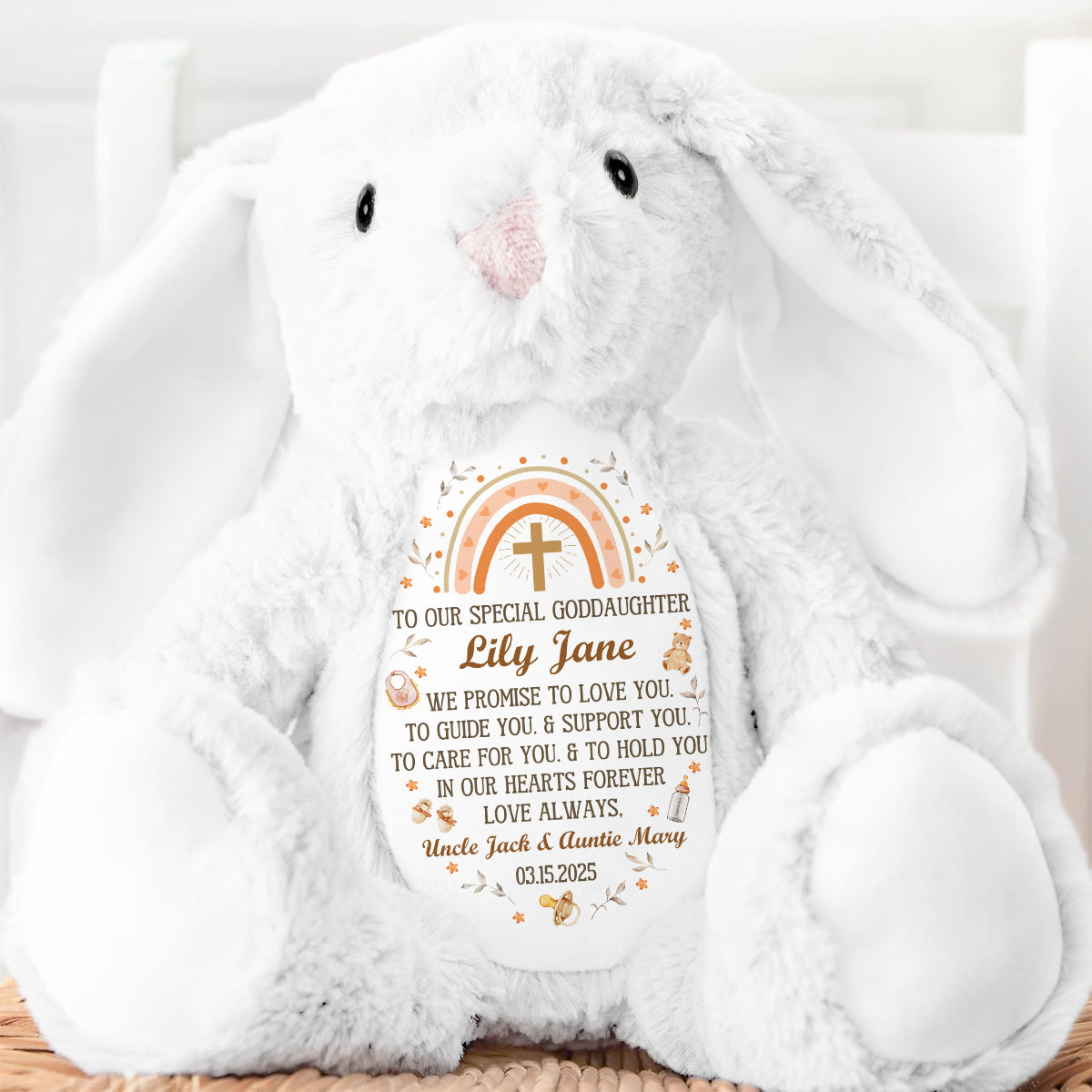 Baby Christening Gift - Personalized Stuffed Bunny