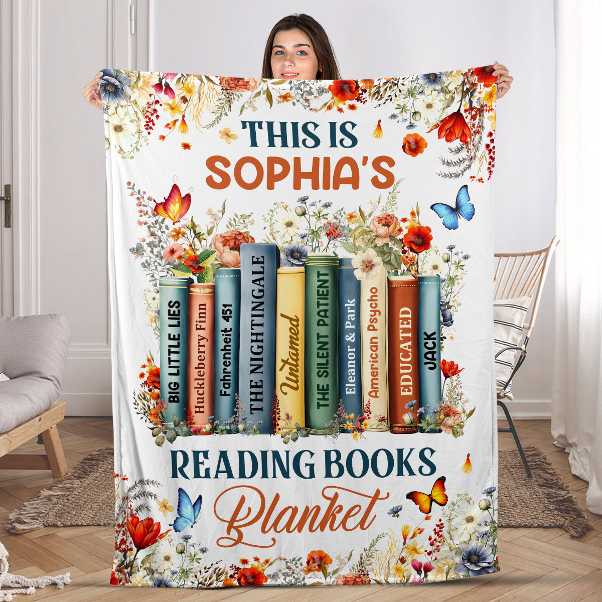 Reading Books - Personalized Fleece Blanket