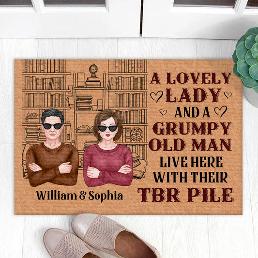 A Lovely Lady And A Grumpy Old Man Live Here - Personalized Doormat