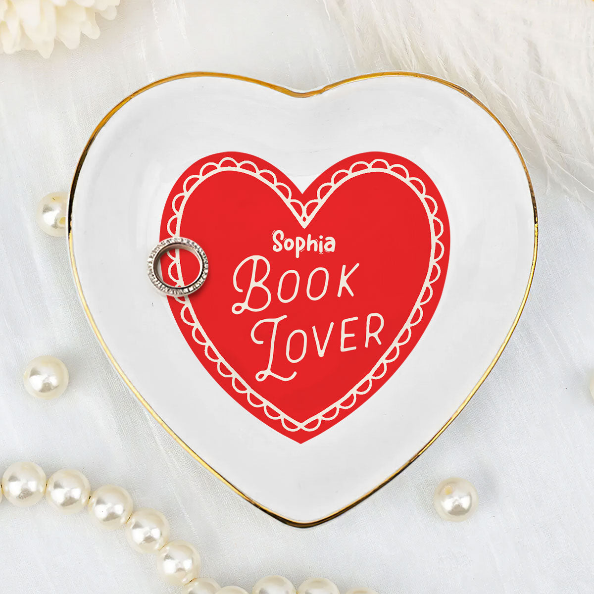 Book Lover - Personalized Heart Shaped Jewelry Dish