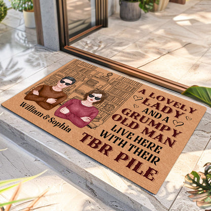 A Lovely Lady And A Grumpy Old Man Live Here - Personalized Doormat