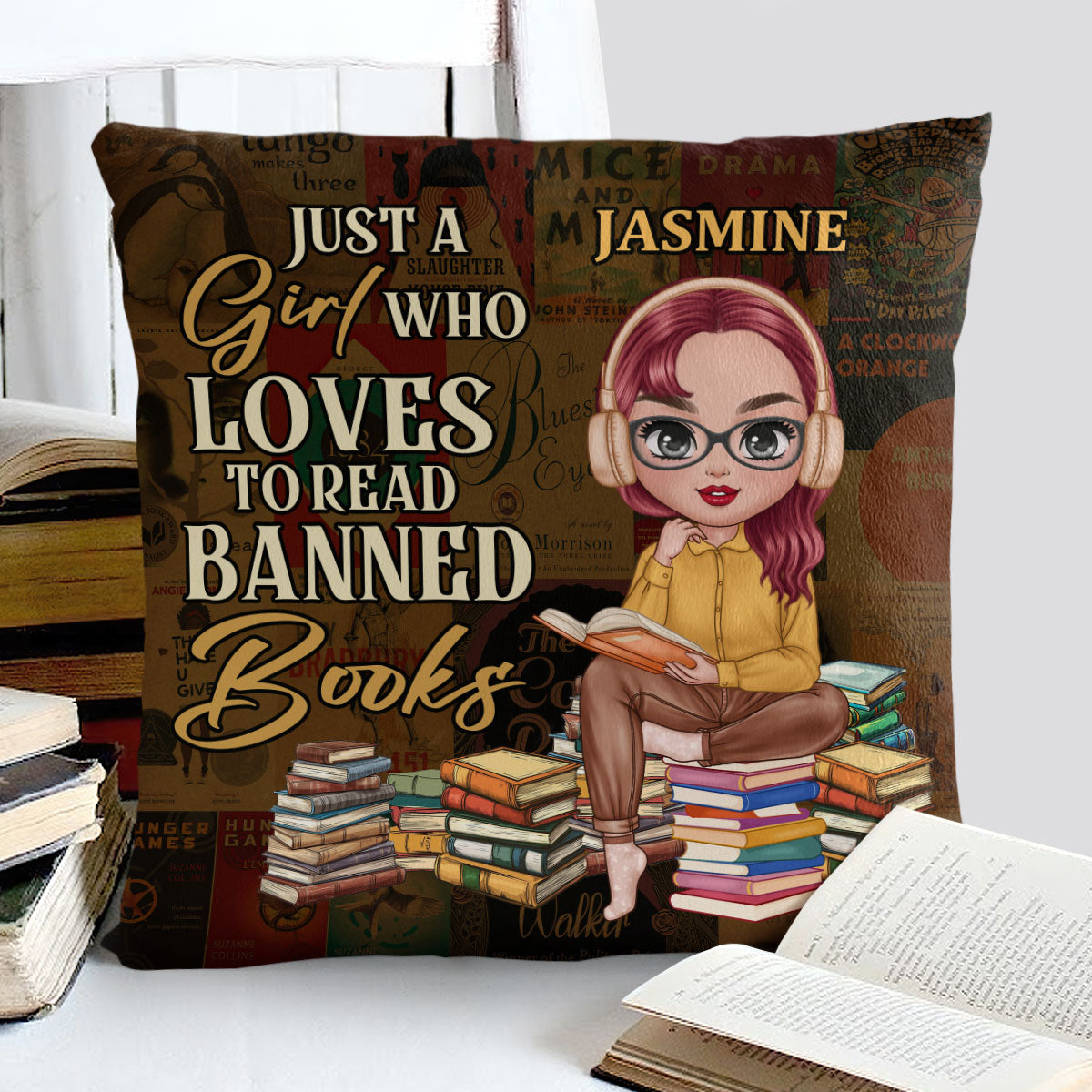 Just A Girl Who Loves To Read Banned Books - Personalized Crystal Velvet Pillow