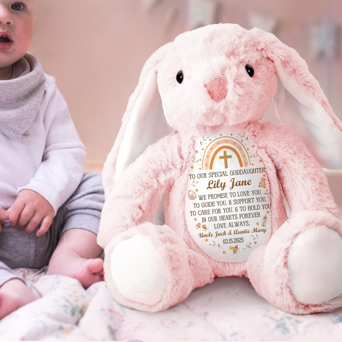 Baby Christening Gift - Personalized Stuffed Bunny