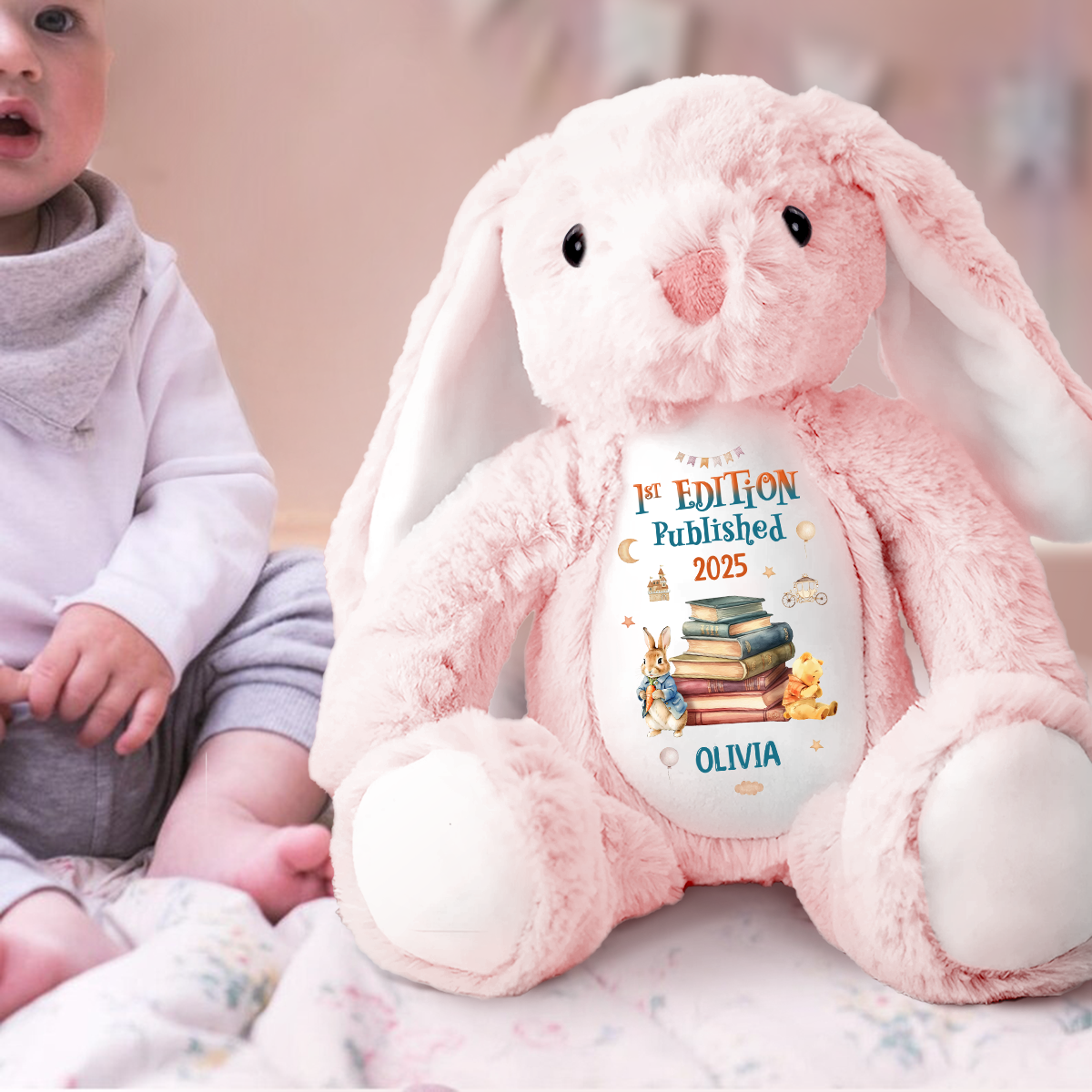 1st Edition Baby Keepsake - Personalized Stuffed Bunny