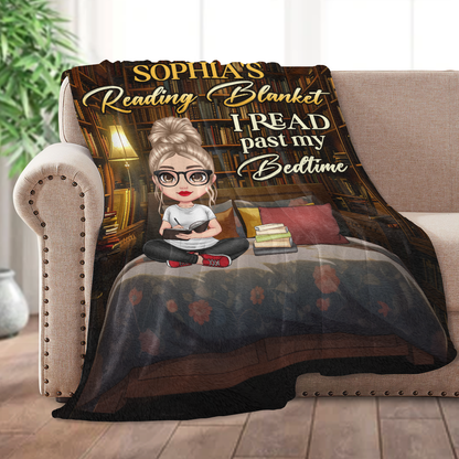 I Read Past My Bed Time - Personalized Fleece Blanket