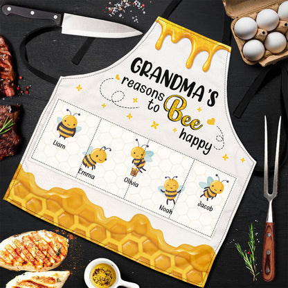 Grandma's Reasons To Bee Happy - Personalized Apron With Packet