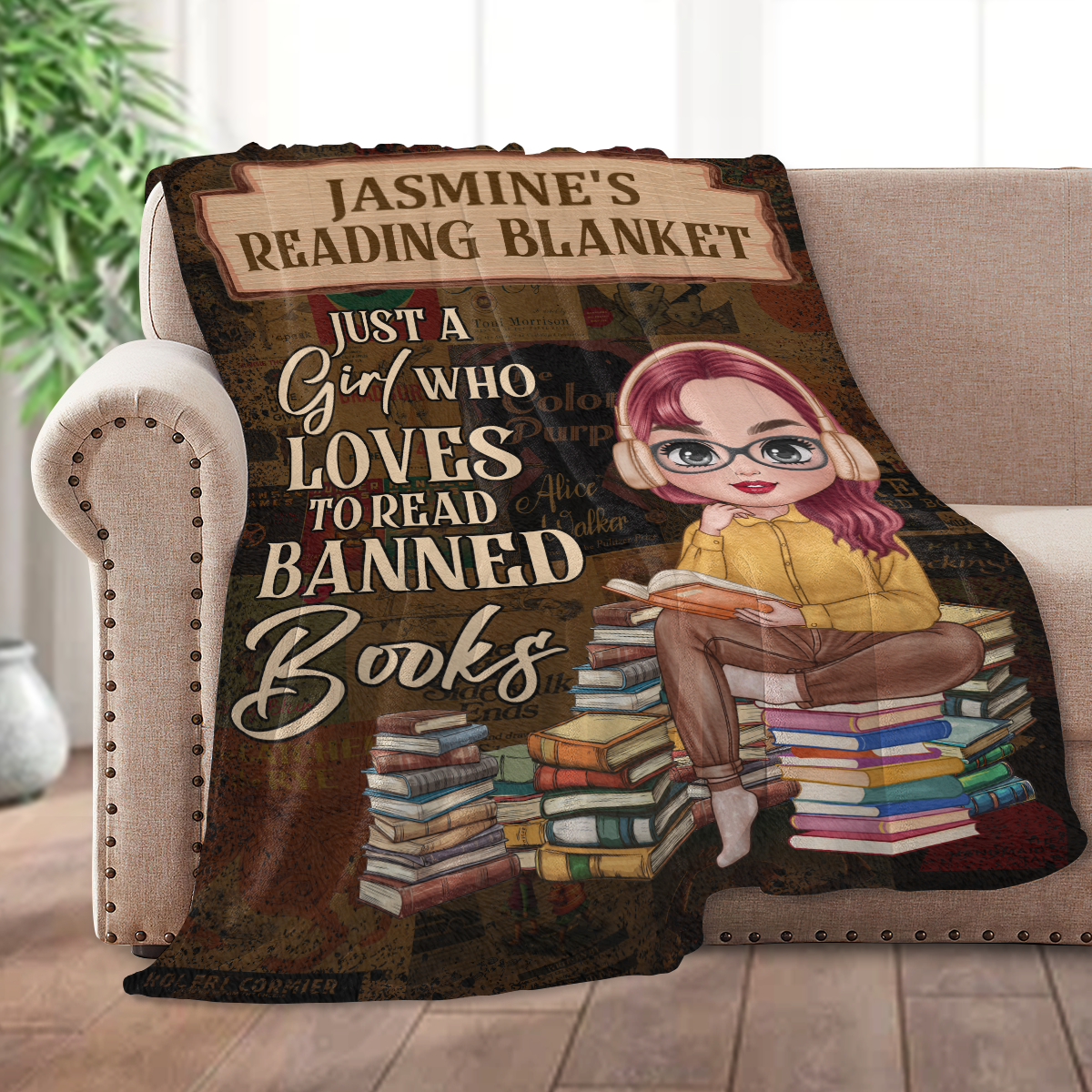 Just A Girl Who Loves To Read Banned Books - Personalized Fleece Blanket