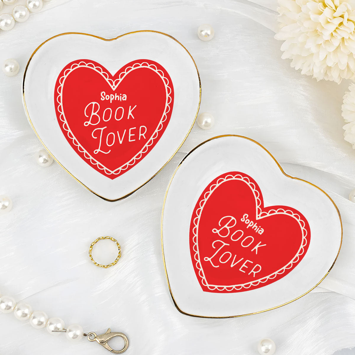 Book Lover - Personalized Heart Shaped Jewelry Dish