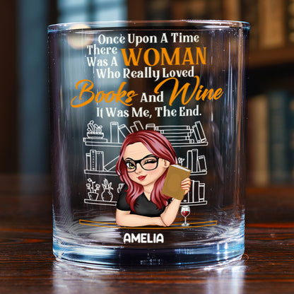 A Woman Who Really Loved Books - Personalized Round Whiskey Glass