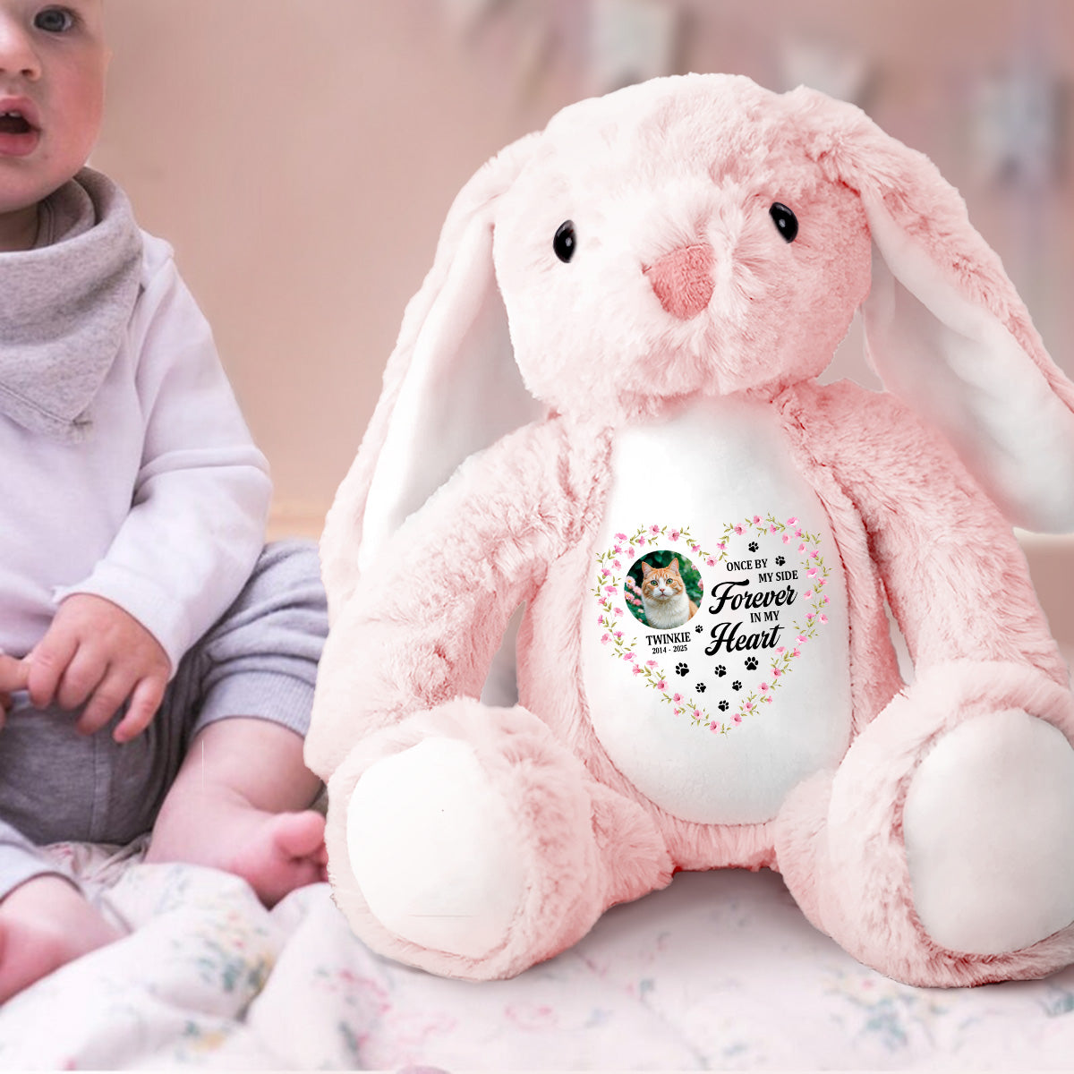 Once By My Side Forever In My Heart - Personalized Stuffed Bunny