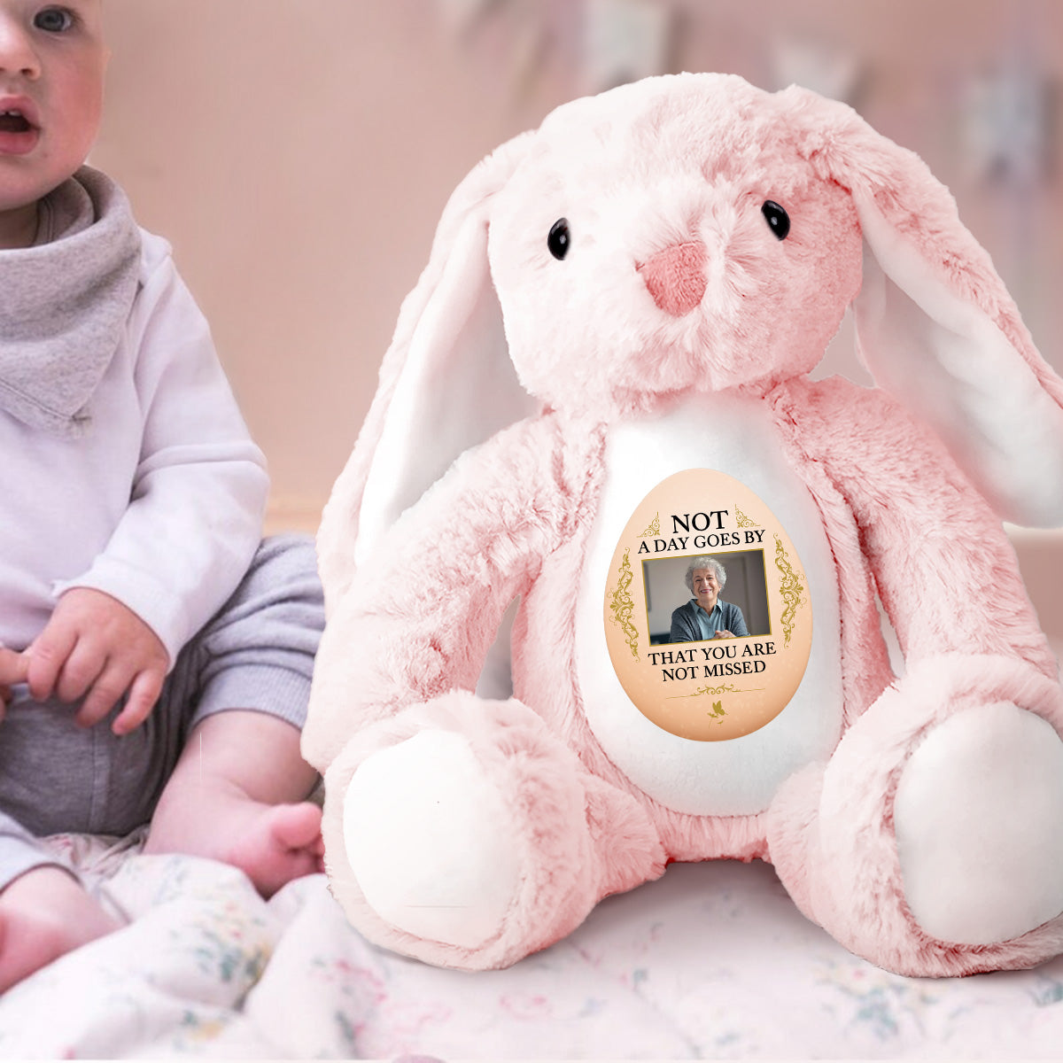 Not a Day Goes By That You Are Not Missed - Personalized Stuffed Bunny