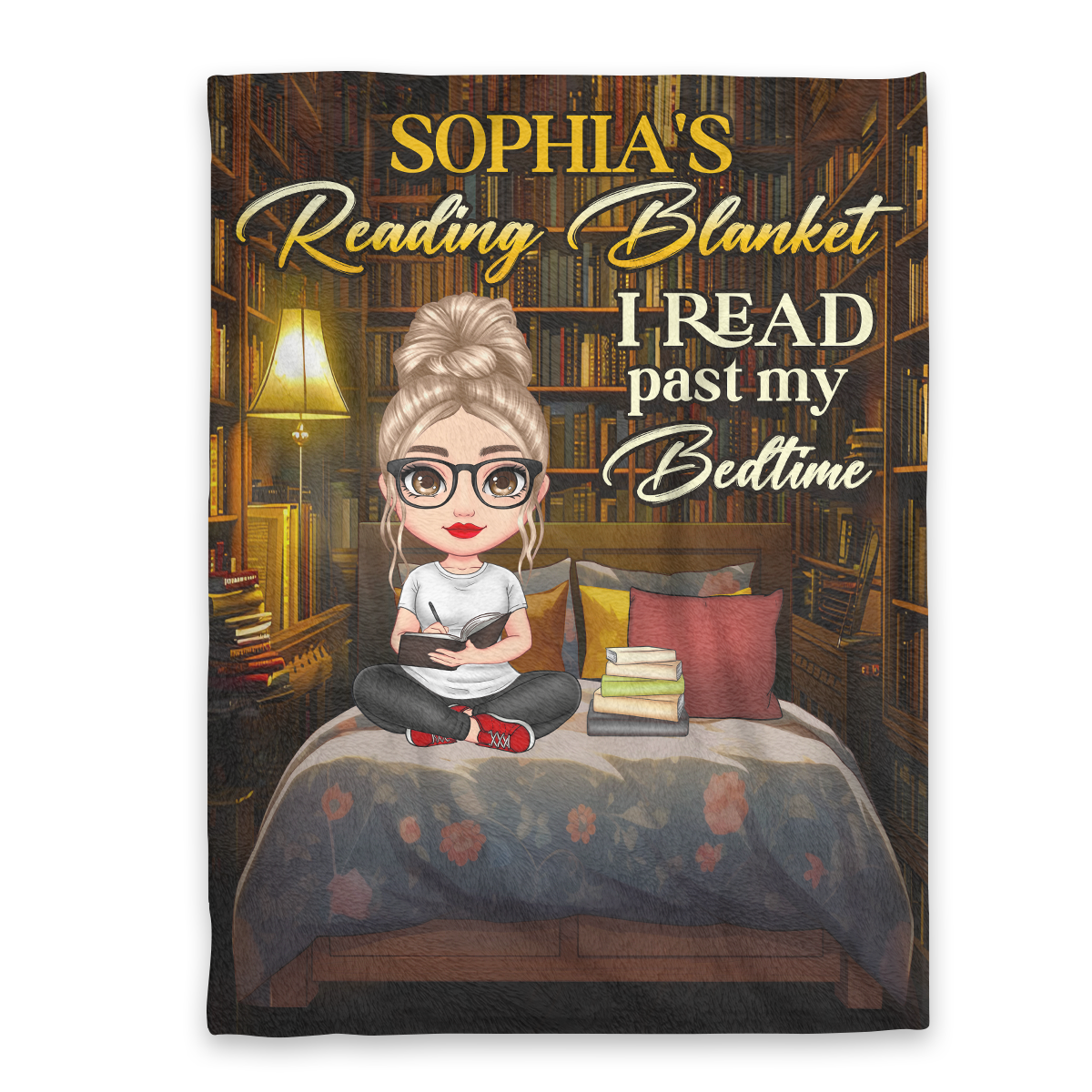 I Read Past My Bed Time - Personalized Fleece Blanket