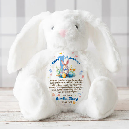 Happy 1st Birthday - Personalized Stuffed Bunny