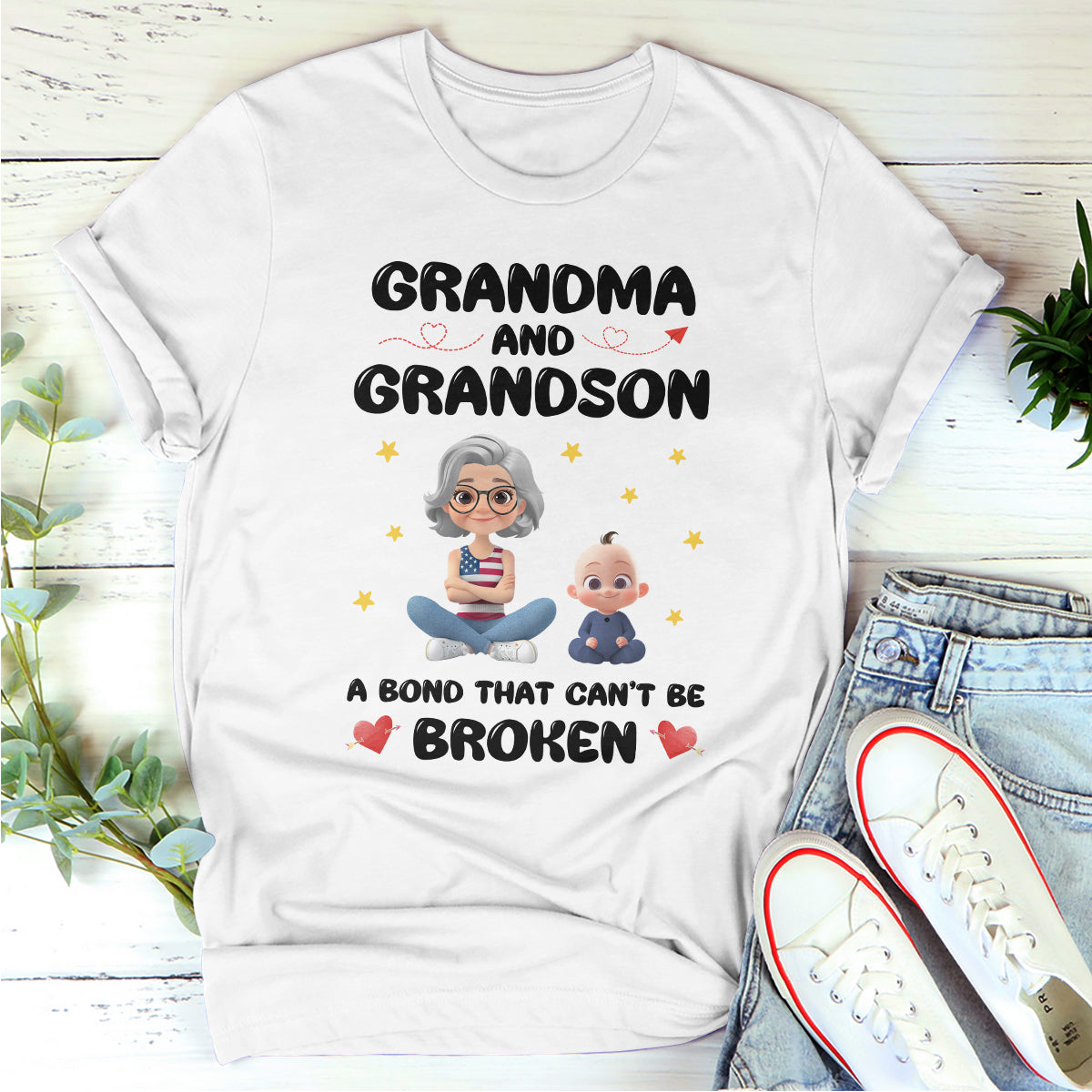 Grandma and Grandson A Bond That Can't Be Broken - Personalized Unisex T-shirt