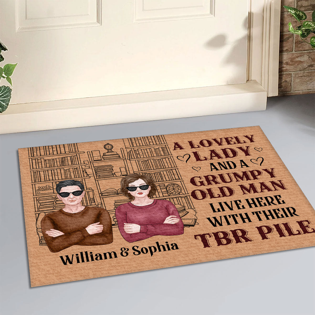 A Lovely Lady And A Grumpy Old Man Live Here - Personalized Doormat