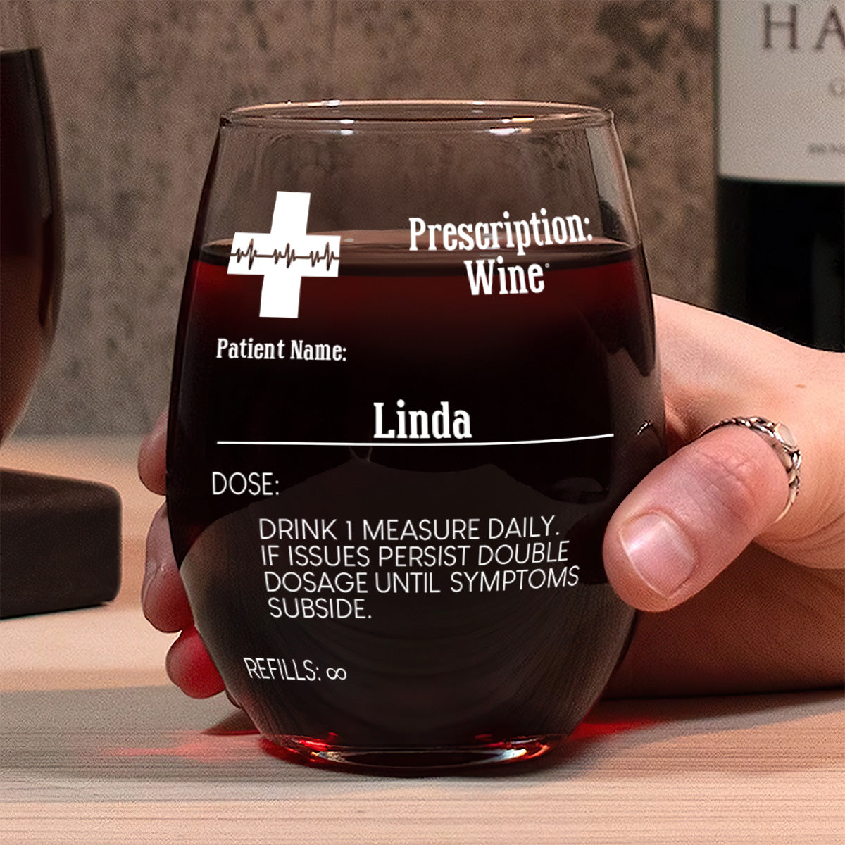 Prescription - Personalized Stemless Wine Glass