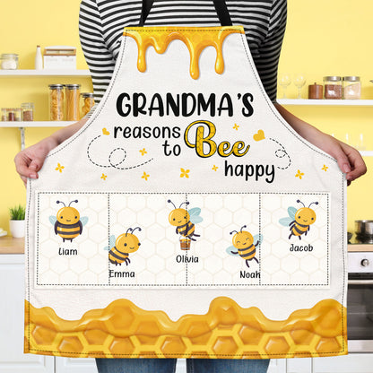 Grandma's Reasons To Bee Happy - Personalized Apron With Packet