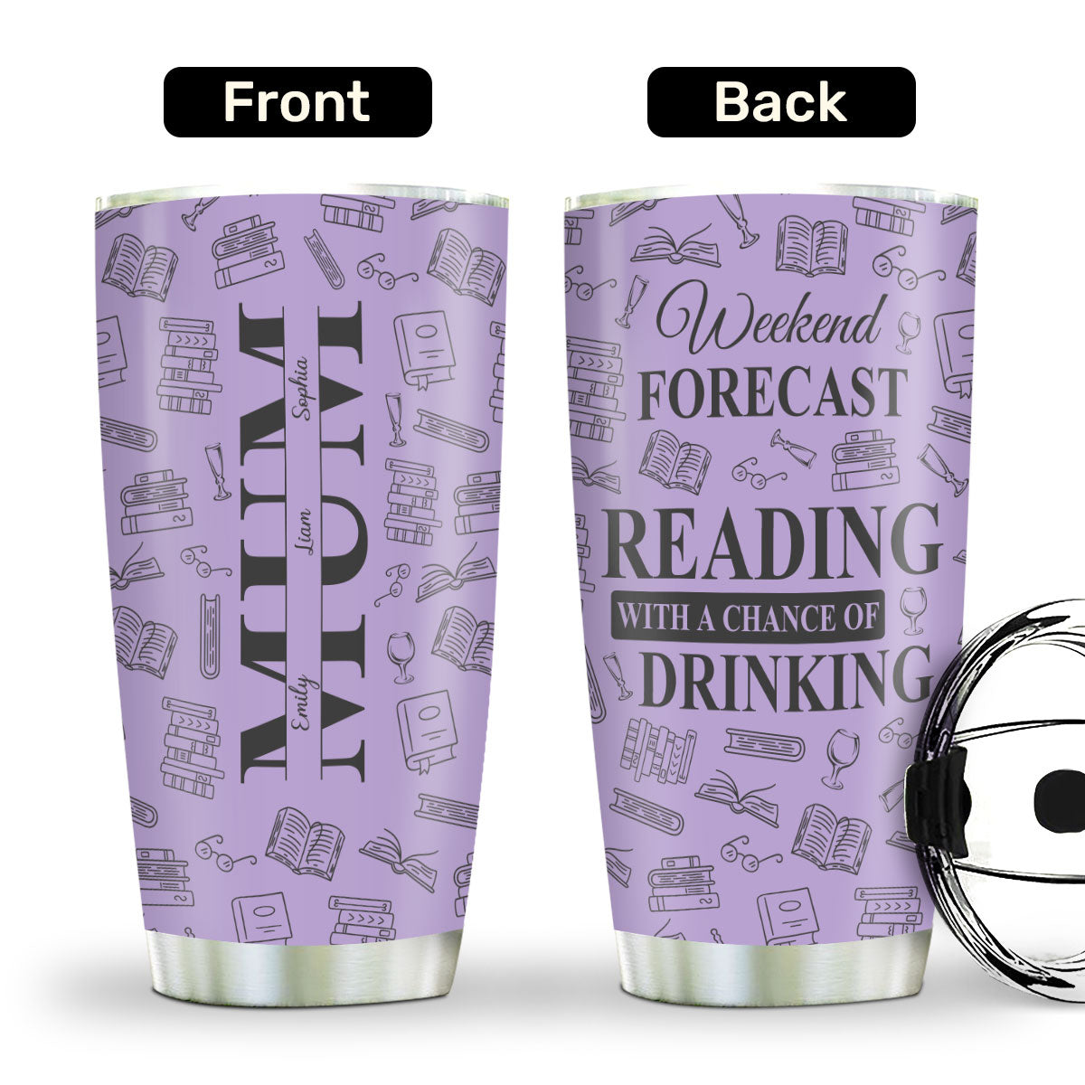 Weekend Forecast Reading With A Chance Of Drinking - Personalized Stainless Steel Tumbler