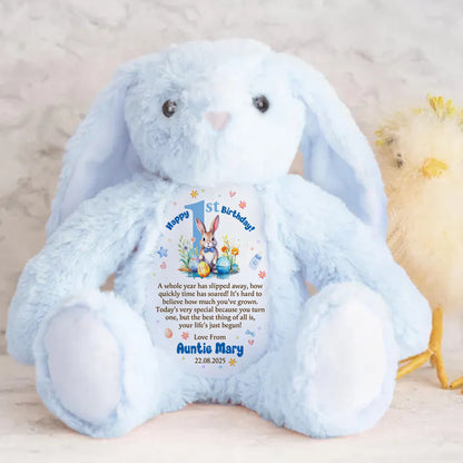 Happy 1st Birthday - Personalized Stuffed Bunny