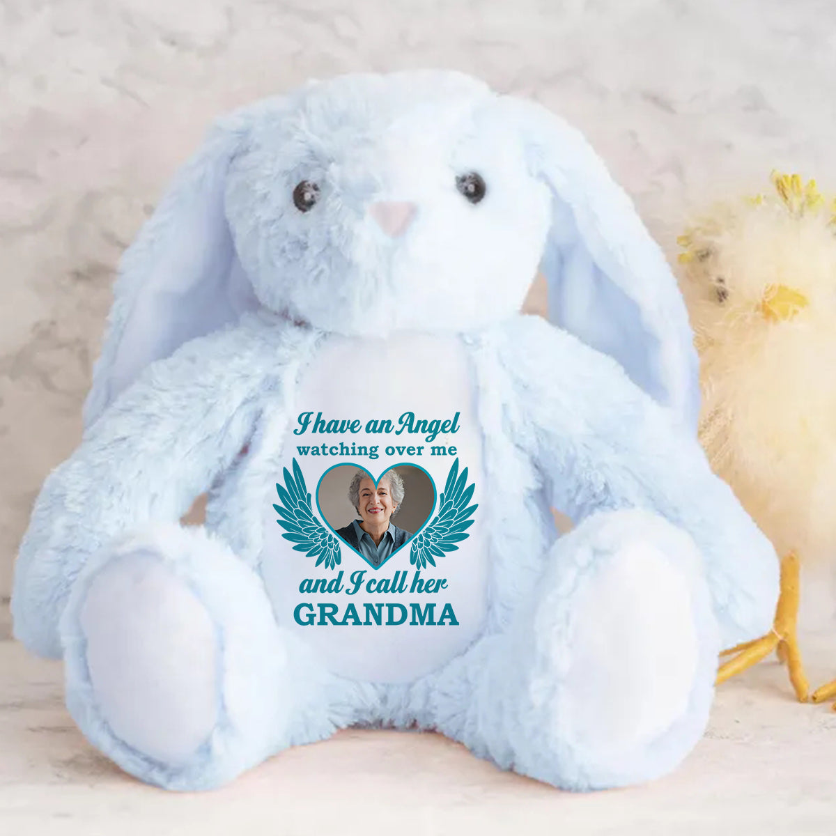 I Have An Angel Watching Over Me - Personalized Stuffed Bunny