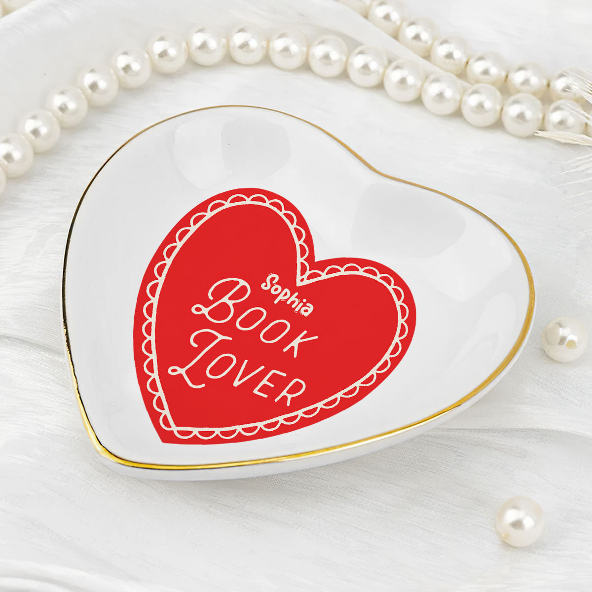 Book Lover - Personalized Heart Shaped Jewelry Dish