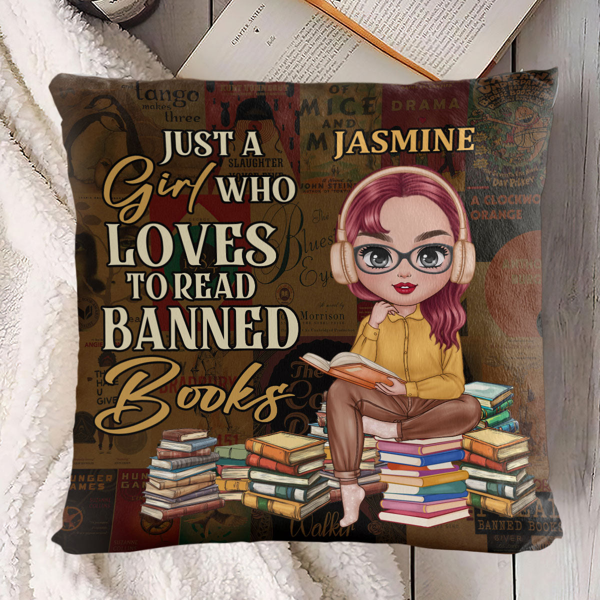 Just A Girl Who Loves To Read Banned Books - Personalized Crystal Velvet Pillow