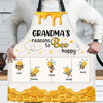 Grandma's Reasons To Bee Happy - Personalized Apron With Packet