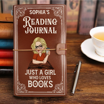 A Girl Who Loves Books Reading Journal - Personalized Leather Bound Journal