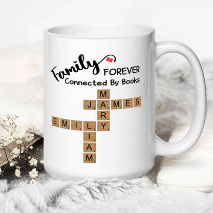 Forever Connected By Book Family - Personalized Ceramic Coffee Mug