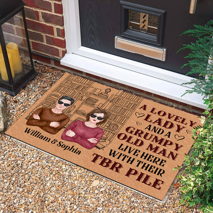 A Lovely Lady And A Grumpy Old Man Live Here - Personalized Doormat