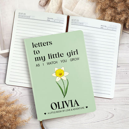 Letters To My Little Girl As I Watch You Grow Baby Journal - Personalized Leather Cover Notebook