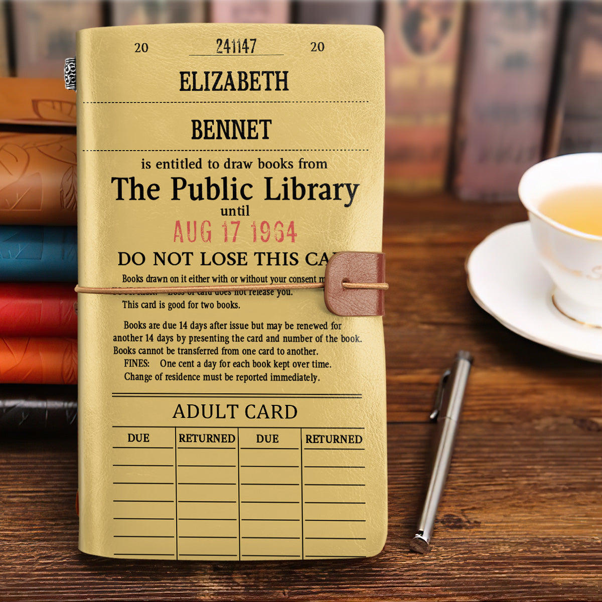 Custom Library Card - Personalized Leather Bound Journal